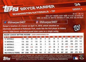 2017 Topps #34 Bryce Harper Back