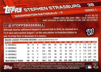 2017 Topps #38 Stephen Strasburg Back
