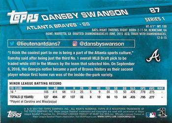 2017 Topps #87 Dansby Swanson Back