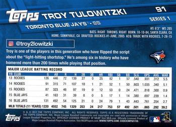 2017 Topps #91 Troy Tulowitzki Back
