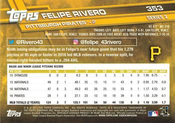2017 Topps #353 Felipe Rivero Back