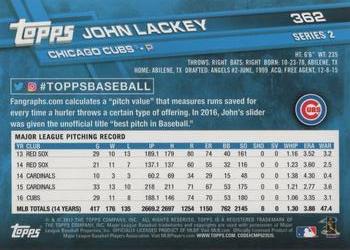 2017 Topps #362 John Lackey Back