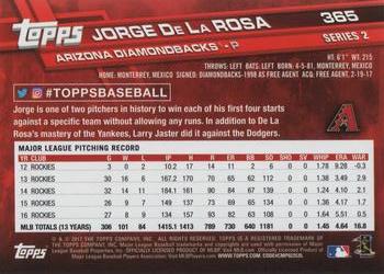 2017 Topps #365 Jorge De La Rosa Back