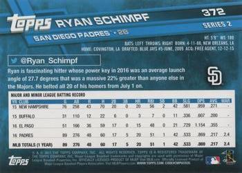 2017 Topps #372 Ryan Schimpf Back
