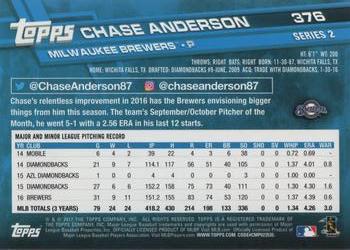 2017 Topps #376 Chase Anderson Back