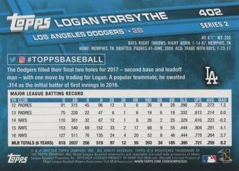 2017 Topps #402 Logan Forsythe Back