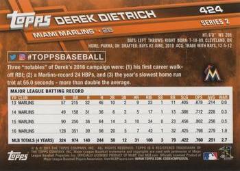 2017 Topps #424 Derek Dietrich Back