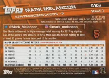 2017 Topps #429 Mark Melancon Back