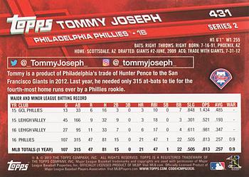 2017 Topps #431 Tommy Joseph Back