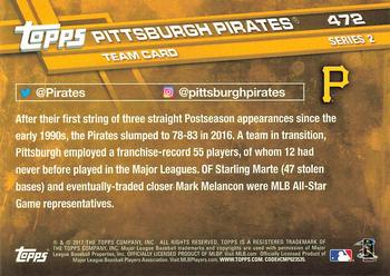 2017 Topps #472 Pittsburgh Pirates Back