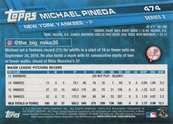 2017 Topps #474 Michael Pineda Back