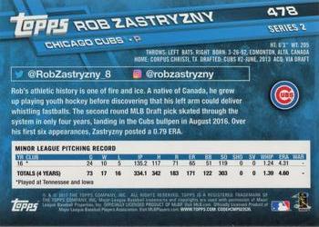 2017 Topps #478 Rob Zastryzny Back