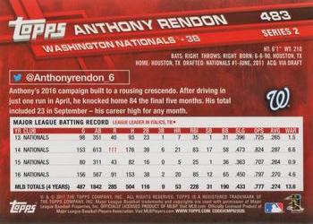 2017 Topps #483 Anthony Rendon Back