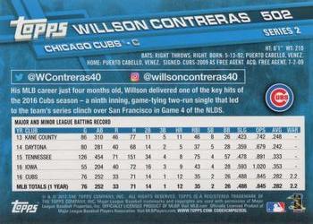 2017 Topps #502 Willson Contreras Back