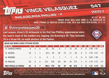 2017 Topps #547 Vince Velasquez Back
