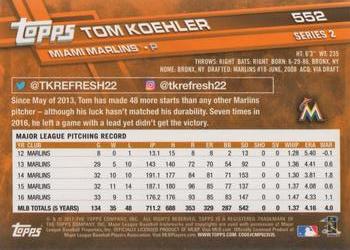 2017 Topps #552 Tom Koehler Back