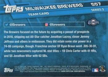 2017 Topps #557 Milwaukee Brewers Back