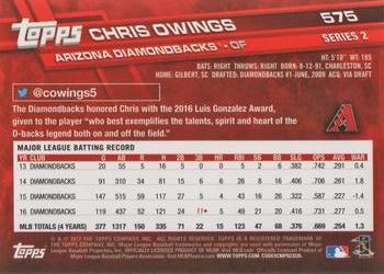 2017 Topps #575 Chris Owings Back