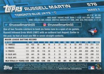 2017 Topps #576 Russell Martin Back