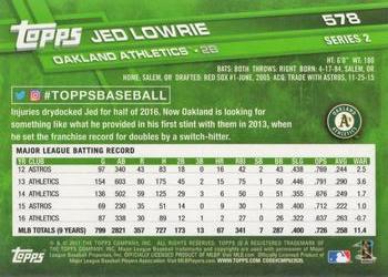 2017 Topps #578 Jed Lowrie Back