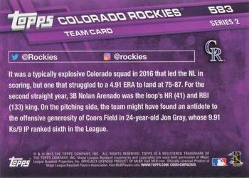 2017 Topps #583 Colorado Rockies Back