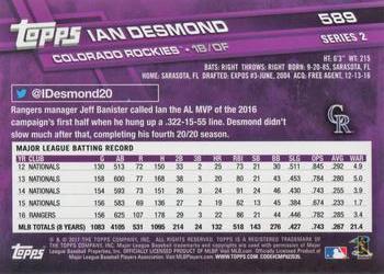 2017 Topps #589 Ian Desmond Back