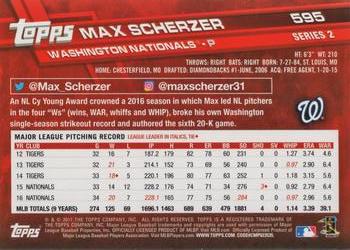 2017 Topps #595 Max Scherzer Back