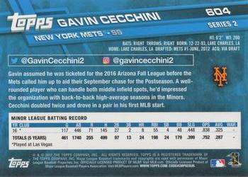 2017 Topps #604 Gavin Cecchini Back