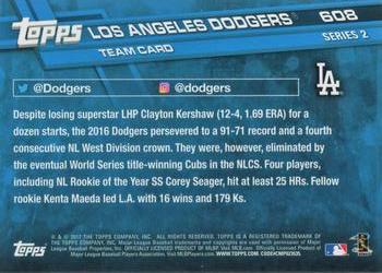 2017 Topps #608 Los Angeles Dodgers Back