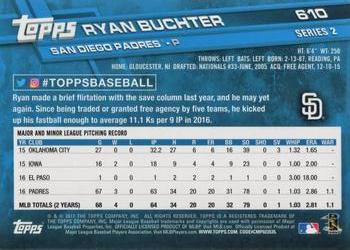 2017 Topps #610 Ryan Buchter Back