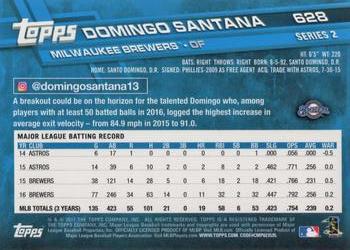 2017 Topps #628 Domingo Santana Back