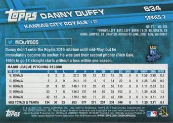 2017 Topps #634 Danny Duffy Back