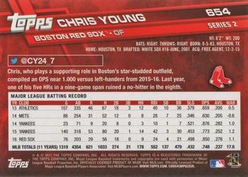2017 Topps #654 Chris Young Back