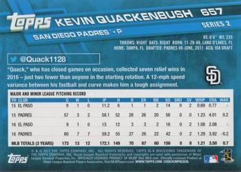 2017 Topps #657 Kevin Quackenbush Back