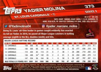 2017 Topps #373 Yadier Molina Back