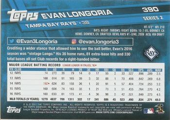 2017 Topps #390 Evan Longoria Back