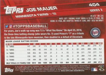 2017 Topps #404 Joe Mauer Back