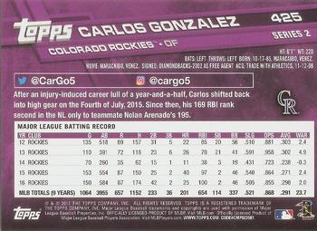 2017 Topps #425 Carlos Gonzalez Back