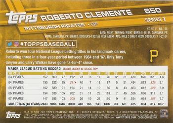 2017 Topps #650 Roberto Clemente Back