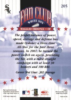2002 Donruss - Career Stat Line Fan Club Autographs #205 Magglio Ordonez Back