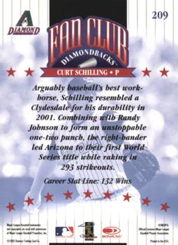2002 Donruss - Career Stat Line Fan Club Autographs #209 Curt Schilling Back