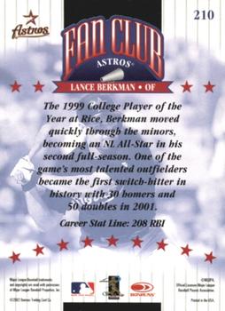 2002 Donruss - Career Stat Line Fan Club Autographs #210 Lance Berkman Back