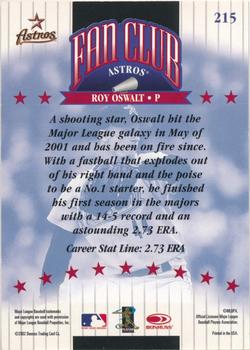 2002 Donruss - Career Stat Line Fan Club Autographs #215 Roy Oswalt Back