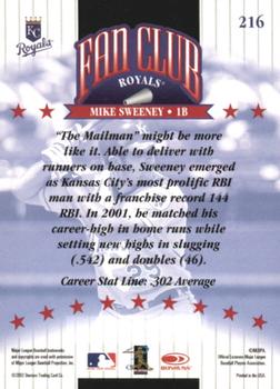 2002 Donruss - Career Stat Line Fan Club Autographs #216 Mike Sweeney Back
