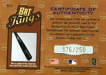 2002 Donruss - Bat Kings #BK-2 Alex Rodriguez  Back
