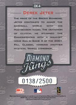 2002 Donruss - Diamond Kings #DK-4 Derek Jeter  Back