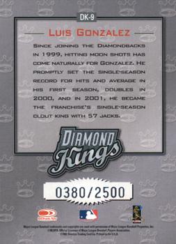 2002 Donruss - Diamond Kings #DK-9 Luis Gonzalez  Back