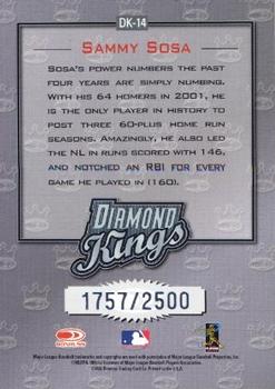 2002 Donruss - Diamond Kings #DK-14 Sammy Sosa  Back