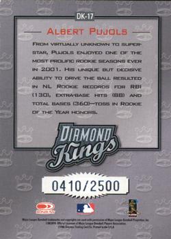 2002 Donruss - Diamond Kings #DK-17 Albert Pujols  Back