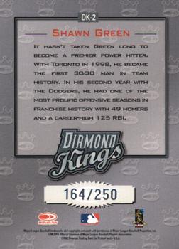 2002 Donruss - Diamond Kings Studio Series #DK-2 Shawn Green  Back